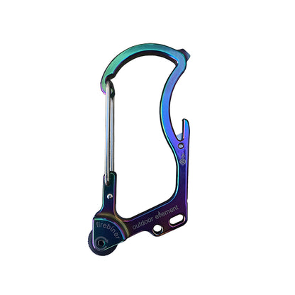 Emery Jensen FIREBINER Aurora key rings with vibrant, colorful designs on a set of durable metal key rings.