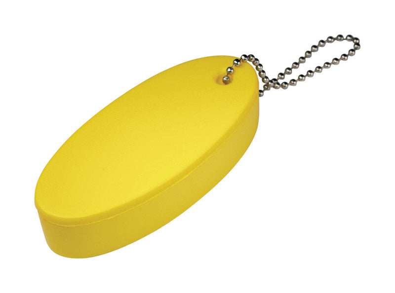 Emery Jensen foam oval keychain with a smooth, colorful design attached to a silver keyring.