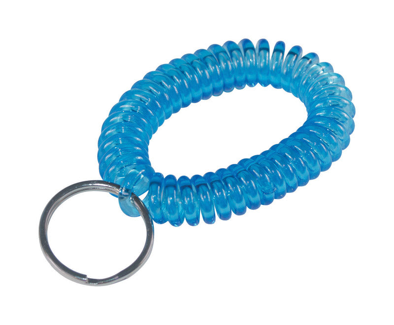 Emery Jensen wrist coil key ring with a durable metal coil design, perfect for holding keys securely.