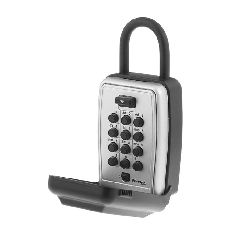 Emery Jensen knob key safe mounted on wall with keypad lock for secure key storage and easy access.