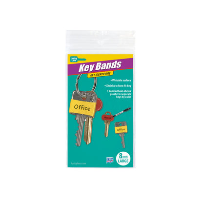 Large Emery Jensen key ID sleeve tags, set of 8, designed for secure key identification and organization.