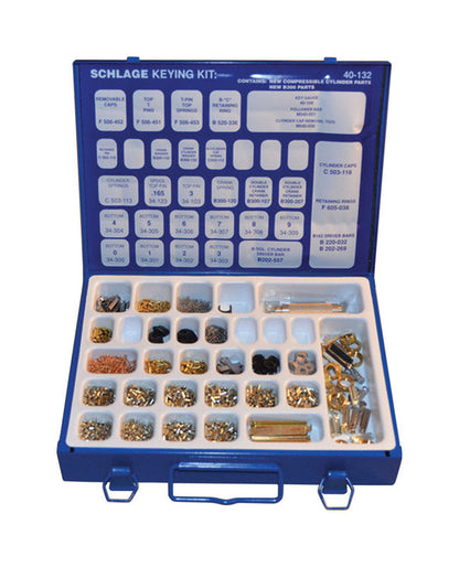 Emery Jensen Schlage keying kit with pins and tools for locksmithing and lock replacement.