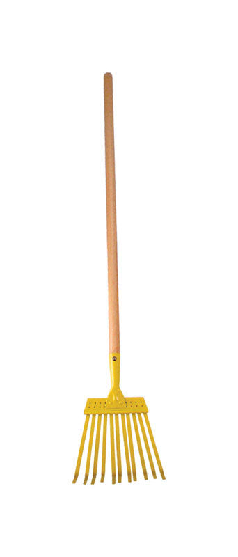 Emery Jensen kids garden tools leaf rake 30, plastic handle and tines, designed for young children to help in the garden.