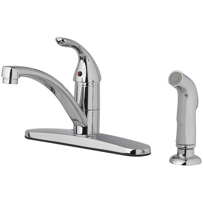 Emery Jensen kitchen faucet in chrome finish with single handle and modern design, installed in a contemporary kitchen setting.