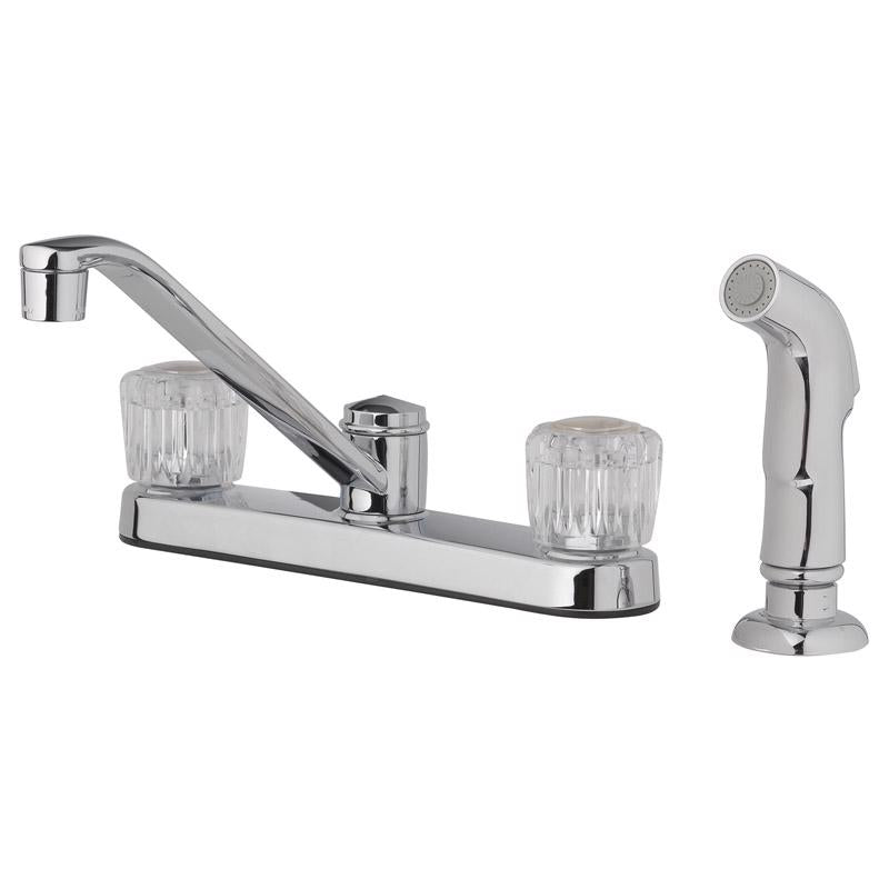Emery Jensen kitchen faucet with spray and essential chrome finish, featuring a modern design and single handle for easy use.