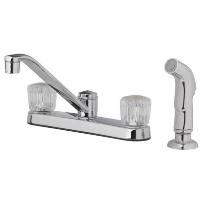 Emery Jensen kitchen faucet with spray and essential chrome finish, featuring a modern design and single handle for easy use.