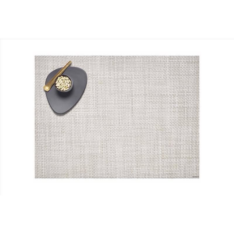 Rectangular vinyl placemat in natural color from Emery Jensen kitchen textiles, ideal for table protection and décor.