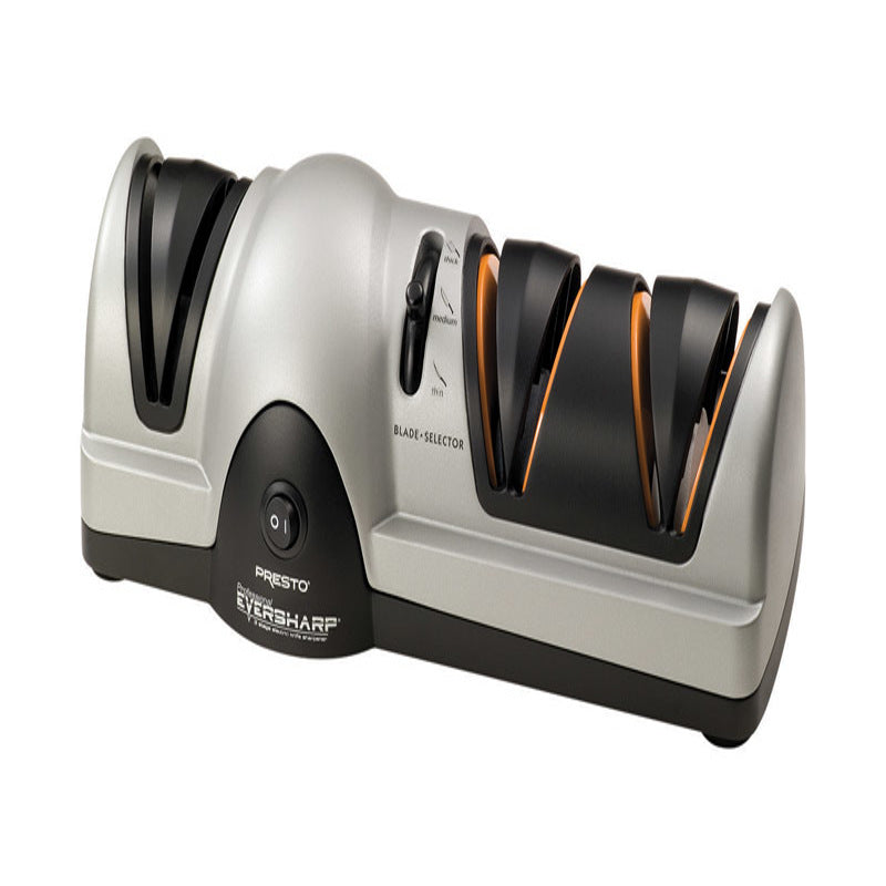 Emery Jensen 3-stage knife sharpener with ergonomic handle and multiple sharpening slots for precise edge honing.