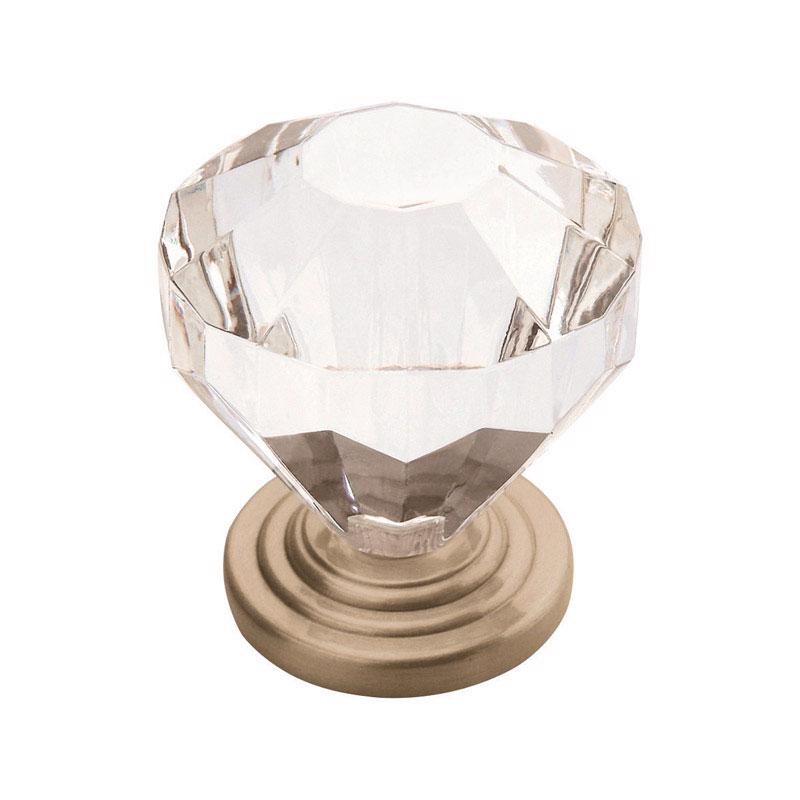 Emery Jensen 1-14 inch clear silver knob, round with a smooth finish, suitable for cabinets or furniture.
