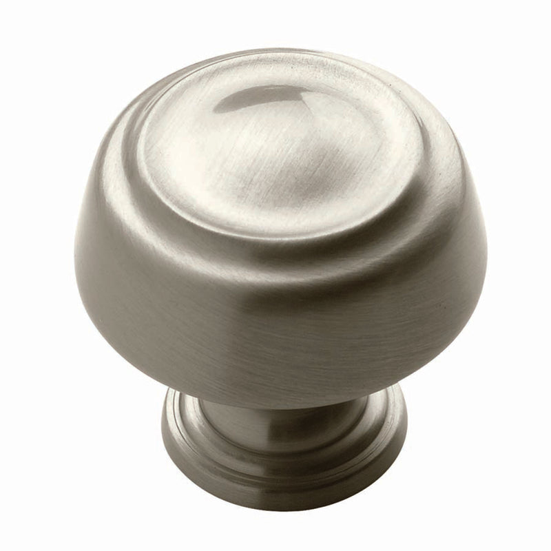 Emery Jensen 1-3/16-inch diameter metal knob with a smooth, rounded surface for cabinets or furniture.