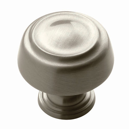 Emery Jensen 1-3/16-inch diameter metal knob with a smooth, rounded surface for cabinets or furniture.