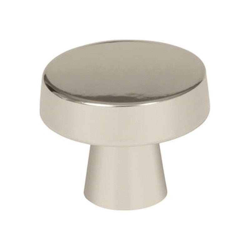 Emery Jensen 1-5/16 inch diameter knob, black metal finish, round shape with a smooth surface for cabinet or furniture use.