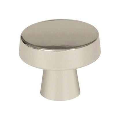 Emery Jensen 1-5/16 inch diameter knob, black metal finish, round shape with a smooth surface for cabinet or furniture use.
