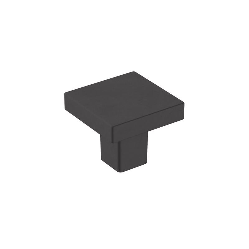 Set of six Emery Jensen square cabinet knobs in 1-3/16-inch size, ideal for kitchen and furniture cabinet doors.