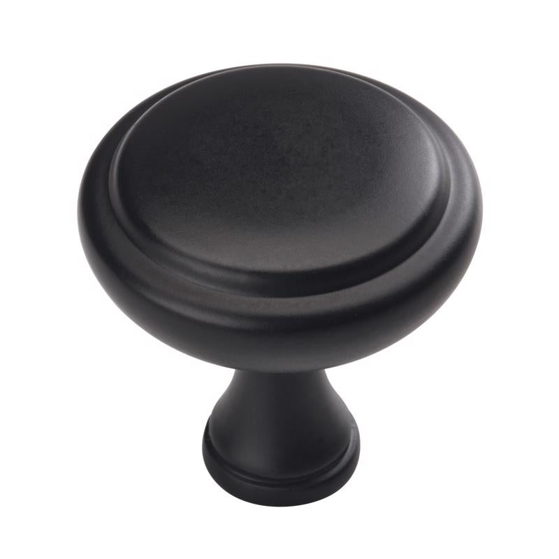 Six Emery Jensen CAB knobs, 1-1/4 inch, round metal cabinet knobs for furniture or doors, shown in a set of six.
