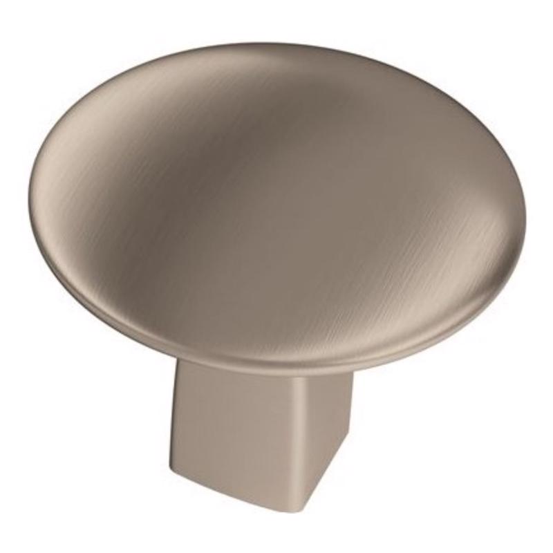 Emery Jensen cabinet knobs, 1-1/4 inch nickel finish, pack of 25, round metal hardware for drawer and cupboard doors