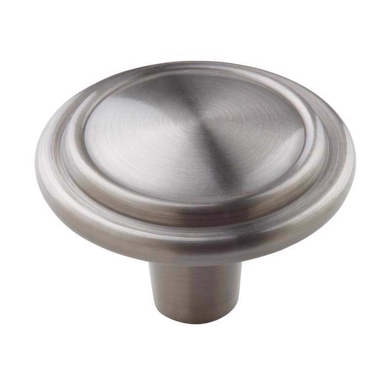 Emery Jensen CBNT KNB HTFL SLV 1-1/4-inch metal knob with a silver finish, designed for cabinetry and furniture.