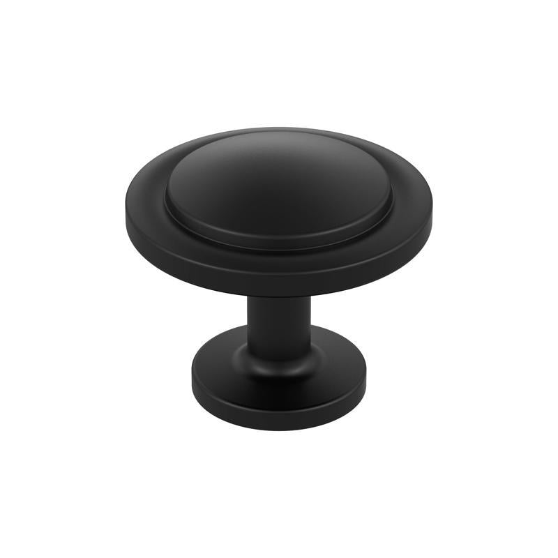 Emery Jensen CBNT KNB LP black 1-3/16-inch knobs for cabinets and furniture, featuring a sleek, modern design.