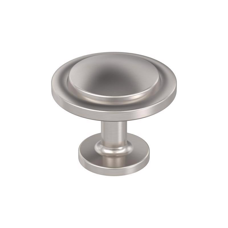 Emery Jensen CBNT KNB LP silver 1-3/16-inch knobs, round metal cabinet hardware with a smooth finish.