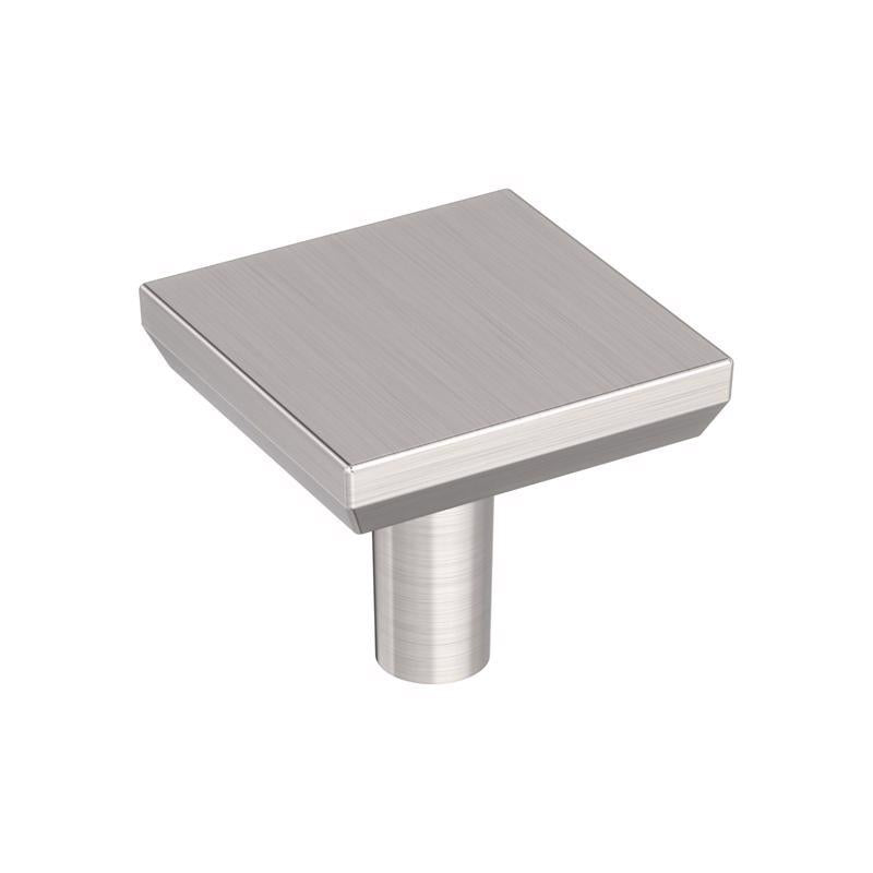 Emery Jensen CBNT KNB STN NCKL 1.06-inch knob, metal cabinet hardware with a sleek, modern design.
