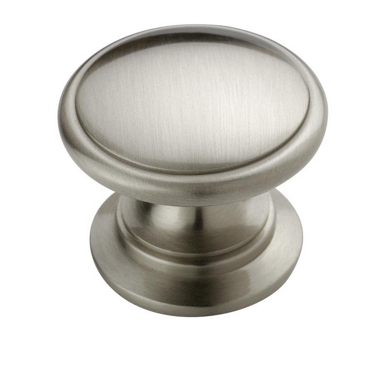 Emery Jensen 1-1/4 inch brushed nickel knob, a modern hardware handle for cabinets and furniture.
