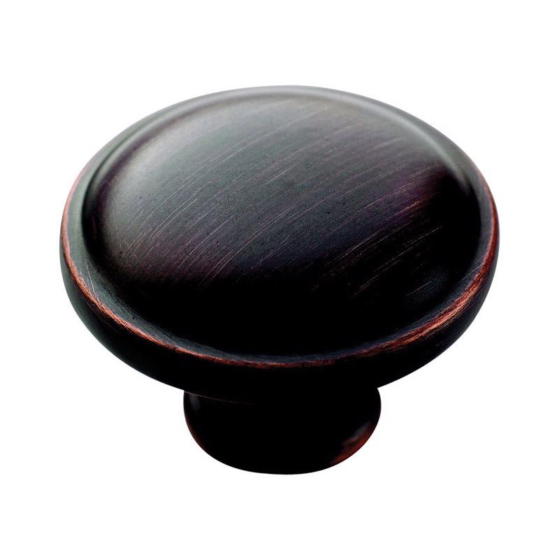 Emery Jensen 1-1/4 inch oil-rubbed bronze knob, bulk pack, featuring a classic round design for cabinets or furniture.