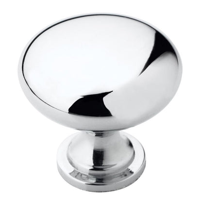Emery Jensen 1-1/4 inch polished chrome knob, a sleek and durable hardware handle for cabinets and furniture.