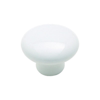 KNOB 1.25"rnd CERAMIC WH