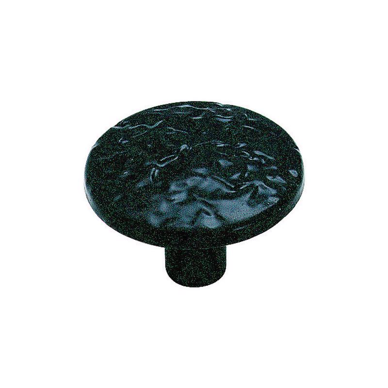 Black colonial-style knob by Emery Jensen, showing a close-up of the black knob with a rounded design for cabinets or drawers.