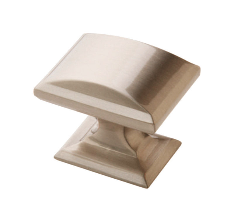 Emery Jensen satin nickel knob, 1-1/4 inch diameter, showing a sleek, round design for cabinet or drawer use.