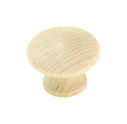 Emery Jensen wood knob with 1-1/4 inch diameter, round shape, natural wood finish, designed for furniture or cabinetry.