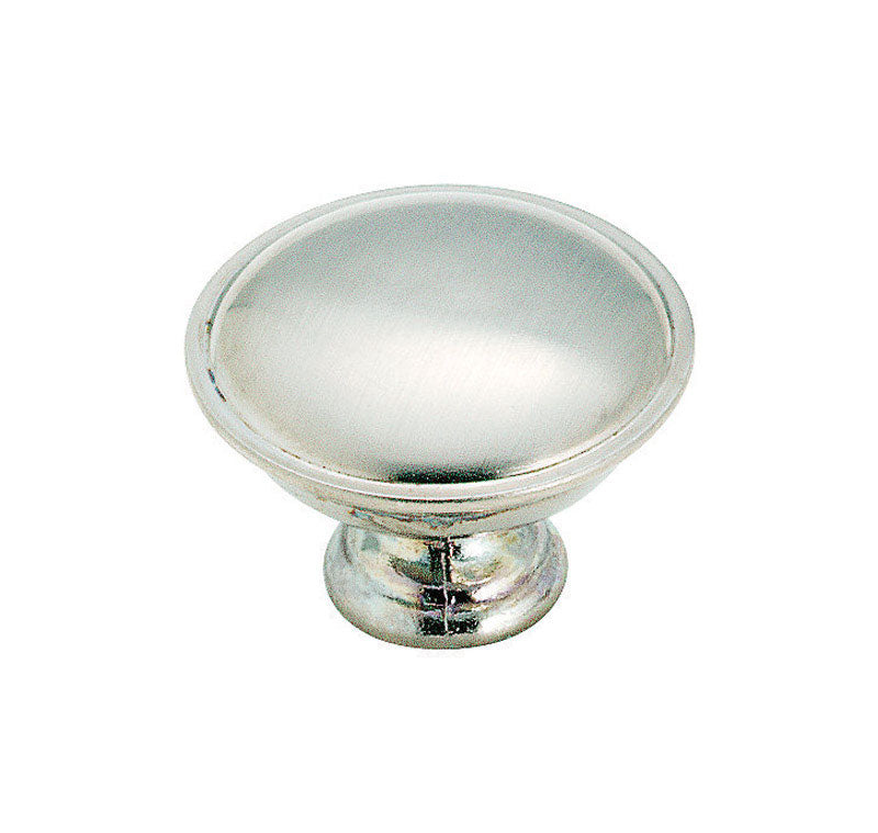 Chrome knob from Emery Jensen, 1-5/16 inches diameter, featuring a sleek, polished design for cabinet or furniture use.