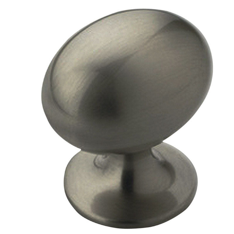 Set of 10 oval metal knobs from Emery Jensen, durable hardware for cabinets and furniture.