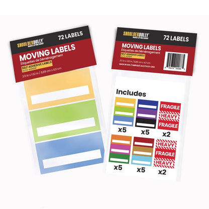 Set of 72 Emery Jensen shipping labels and forms for packaging and mailing purposes.
