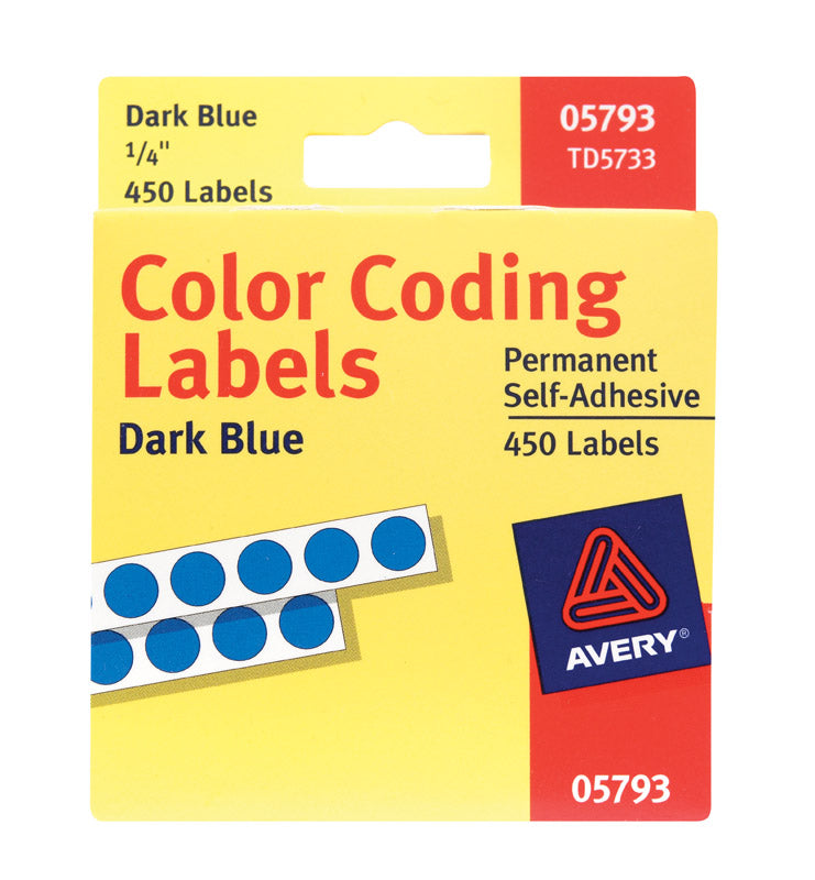 Emery Jensen blue color label dots for ID tags, featuring small round blue labels for organization and identification.