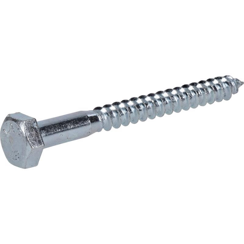 Emery Jensen HX LAG screw Z 1/4x2 1/2 inches, heavy-duty fastener with zinc coating, shown in close-up image