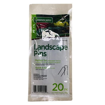 Set of 20 Emery Jensen 4.5-inch landscape pins for landscape fabric and accessories, shown in a close-up image.