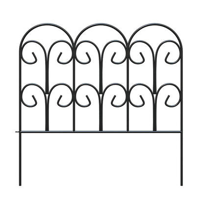 Emery Jensen 18-inch edging scroll fence for landscape fencing, decorative metal fence panel with intricate scroll design.