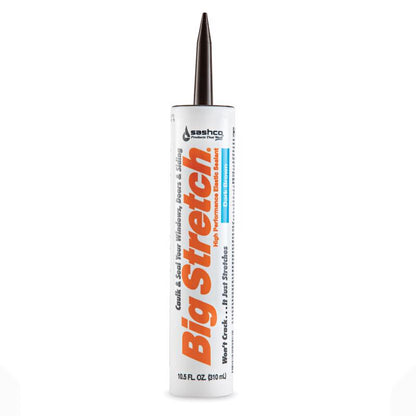 Pack of 12 Emery Jensen latex caulk tubes in brown, 10.5 oz each, suitable for sealing and filling gaps in various surfaces.