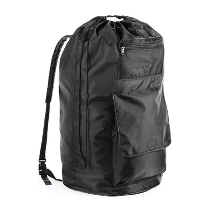 Emery Jensen polyester laundry bag in a sturdy basket, designed for convenient laundry storage and transport.