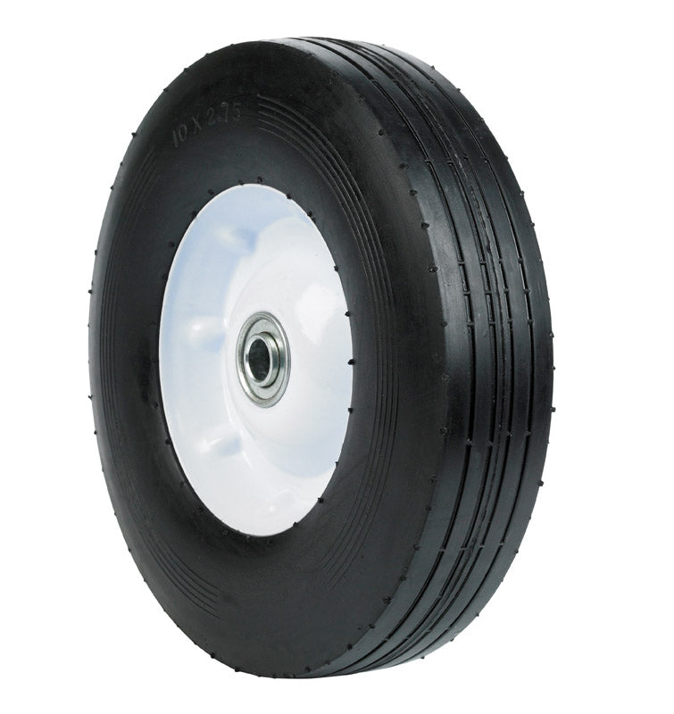 Emery Jensen lawn mower wheel 10x2.75 narrow hub with durable rubber tire and metal hub for outdoor equipment.