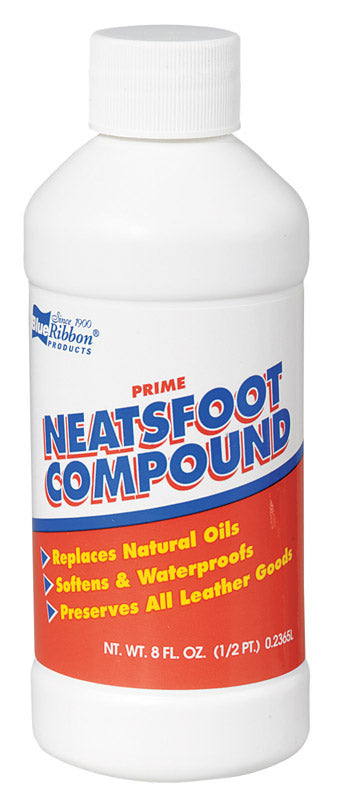 Six bottles of Emery Jensen Neatsfoot Oil Liquid, 8oz each, for cleaning and conditioning leather and vinyl surfaces.