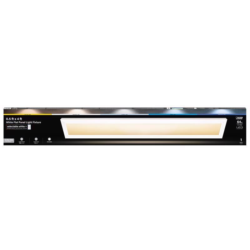 Emery Jensen LED indoor fixture panel in white, 48 inches long, with sleek modern design for ceiling or wall lighting.