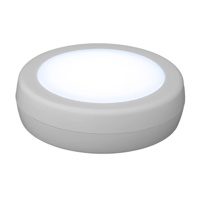 PUCK LED W/rmt WH AA 2PK