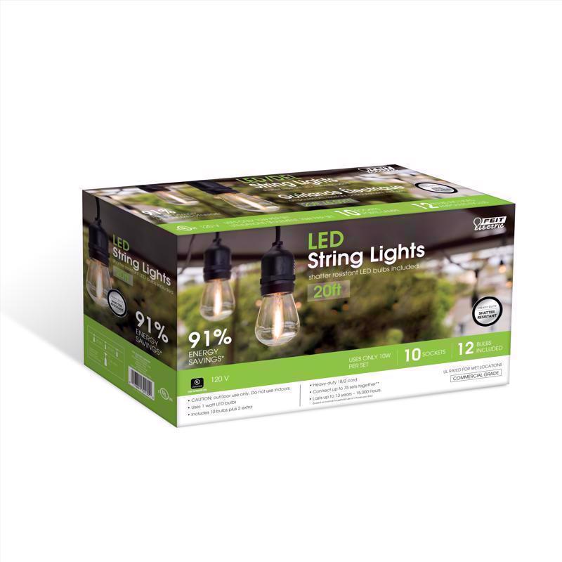 Emery Jensen 20-foot LED string light with clear bulbs for indoor and outdoor decorative lighting.