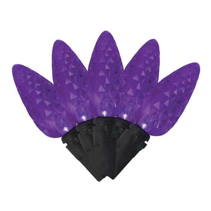 Emery Jensen LED lighting C6 PUR bulbs, 100 count, purple color, suitable for decorative or festive lighting displays.