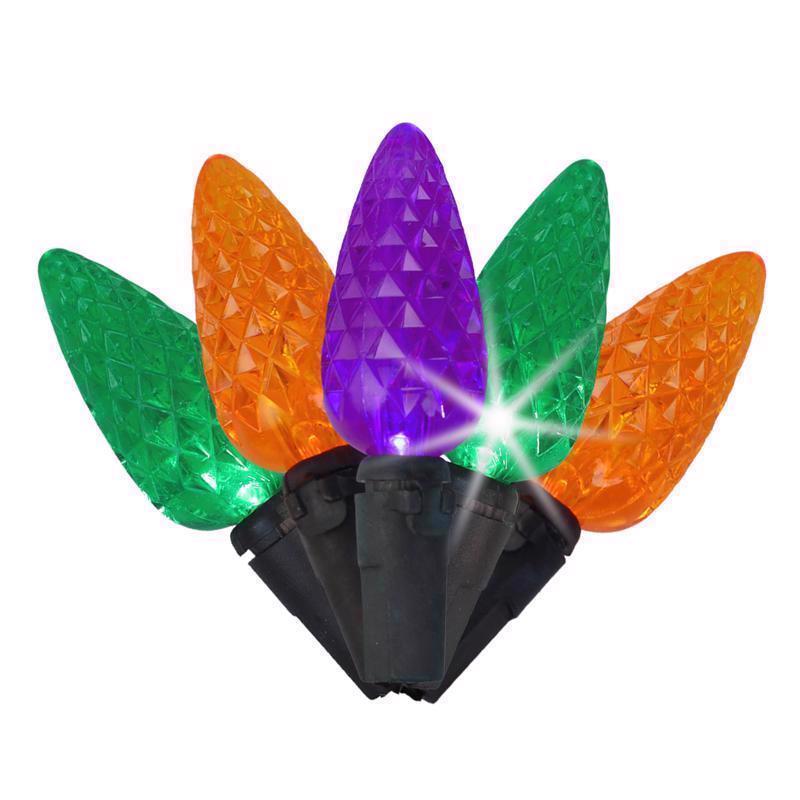 Emery Jensen LED Lighting C6 ASORT 100C set of colorful LED string lights with multiple bulbs on a white background.