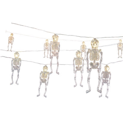 Set of 12 Emery Jensen LED skeleton lights for Halloween decoration, featuring bright, energy-efficient LED lighting.