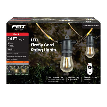 Emery Jensen 24-foot LED string light set with clear bulbs for outdoor or indoor decorative lighting.