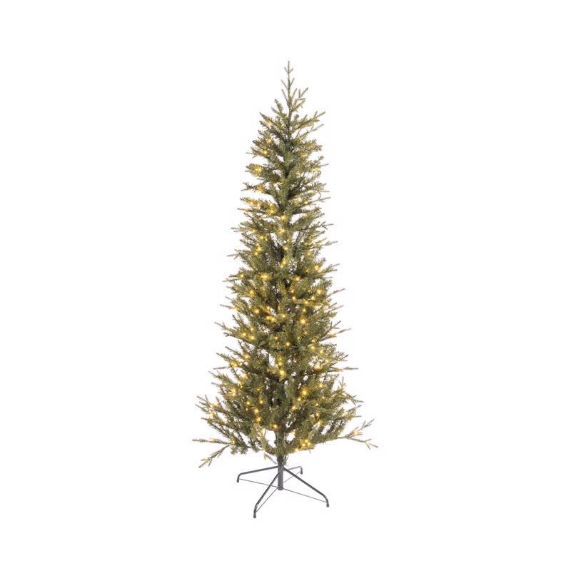 Emery Jensen 6ft LED Christmas tree with frosted branches, decorated with lights and ornaments for holiday decor.